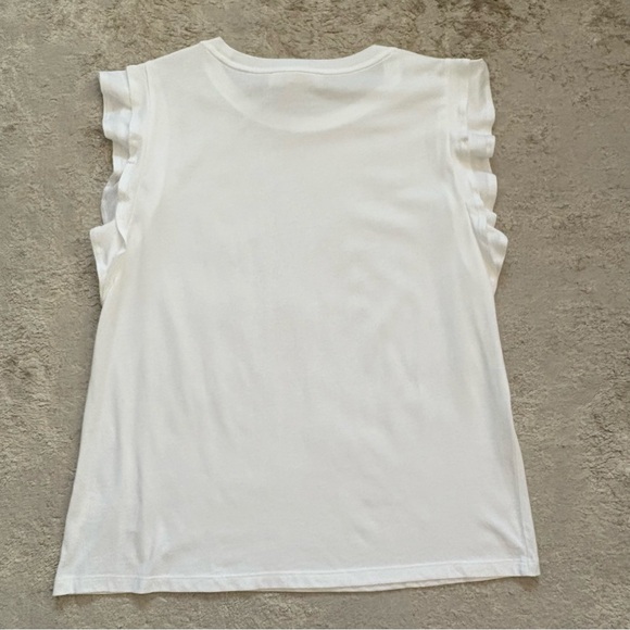 Michael Kors White Flutter Sleeve T Shirt Size Medium - Picture 8 of 9